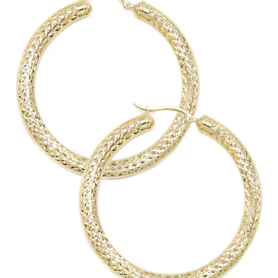 10K Womens Gold Hoop Earrings | Customizable Size | 5 MM