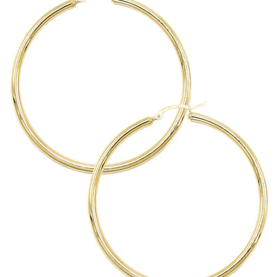 10K Womens Gold Hoop Earrings | Customizable Size | 3 MM