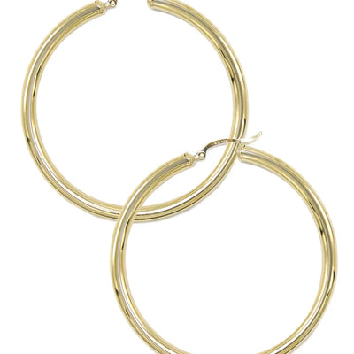 10K Womens Gold Heart Hoop Earrings | Customizable Size | 4MM