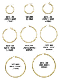 10K Womens Gold Heart Hoop Earrings | Customizable Size | 4MM