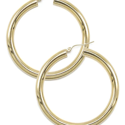 10K Womens Gold Hoop Earrings | Customizable Size | 5MM