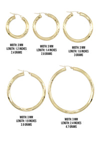 10K Womens Gold Hoop Earrings | Customizable Size 3MM