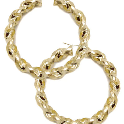 10K Womens Gold Hoop Earrings | Customizable Size | Width 10MM