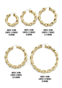 10K Womens Gold Hoop Earrings | Customizable Size | Width 10MM