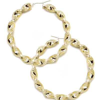 10K Womens Gold Hoop Earrings | Customizable Size | Width 8MM