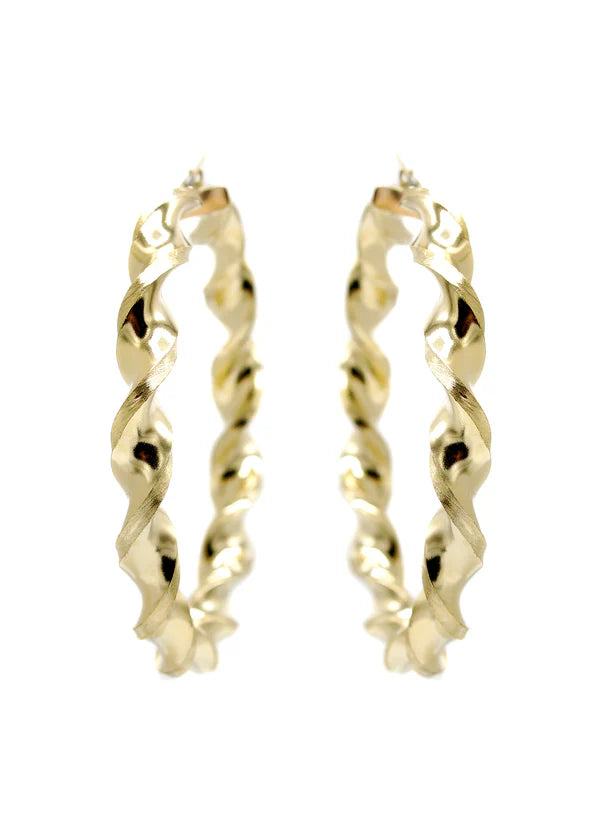 10K Womens Gold Hoop Earrings | Customizable Size | Width 8MM