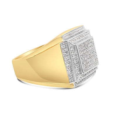 Mens Diamond Square Pinky Ring | 10K Yellow Gold | 1.00CTW