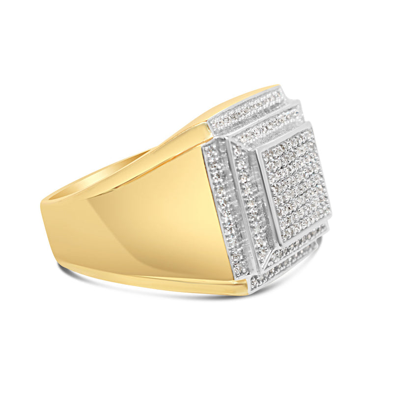 Mens Diamond Square Pinky Ring | 10K Yellow Gold | 1.00CTW