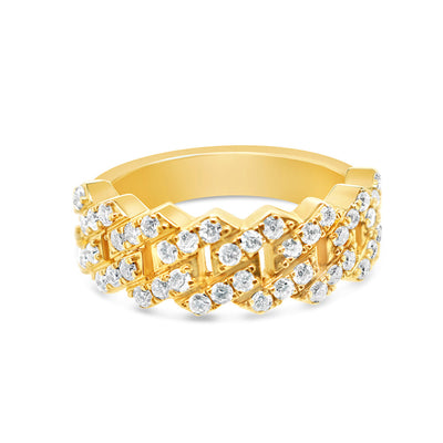 Mens Diamond Cuban Pinky Ring | 14K Yellow Gold | 1.2CTW