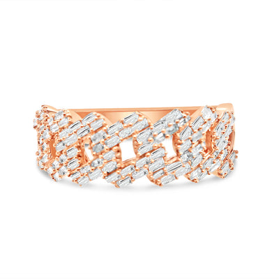 Mens Gold Cuban Baguette Diamond Ring | 14K | 0.73CTW