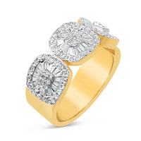 Mens Gold Round and Baguette Diamond Ring | 14K | 1.9 CTW