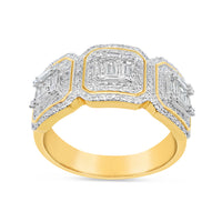Mens Gold Round and Baguette Diamond Ring | 14K | 1.00 CTW
