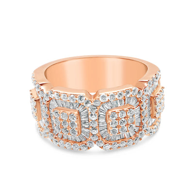 Mens Gold Round and Baguette Diamond Ring | 14K | 3.11 CTW