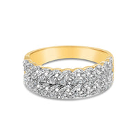 Mens Gold Diamond Double Row Miami Cuban Link Ring  - Multiple Sizes 10K