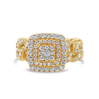 Mens Gold Diamond Risen Square Pinky Ring | 14K Yellow Gold | 1.94CTW