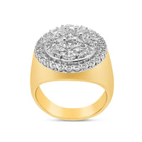 Mens Gold Diamond Big Round Pinky Ring | 10K Yellow Gold | 2.00CTW