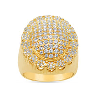 Mens Gold Diamond Big Oval Pinky Ring | 14K Yellow Gold | 4.00CTW