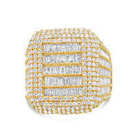Mens Gold Baguette and Round Diamond Pinky Ring | 14K Yellow Gold | 4.36 CTW