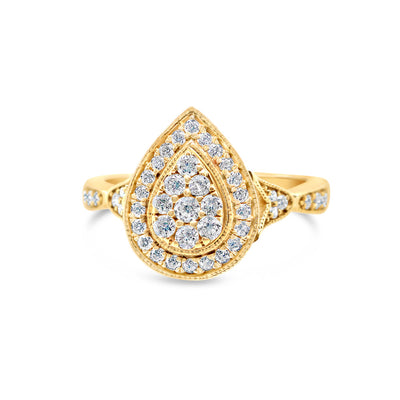 Gold Diamond Tear Drop/Pear Engagement Ring | 10K Yellow Gold | 0.51 CTW