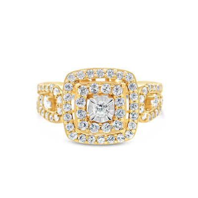Gold Diamond Square Engagement Ring | 10K | 1.00 CTW