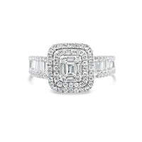 Gold Diamond Layered Square Engagement Ring | 14K | 0.9CTW