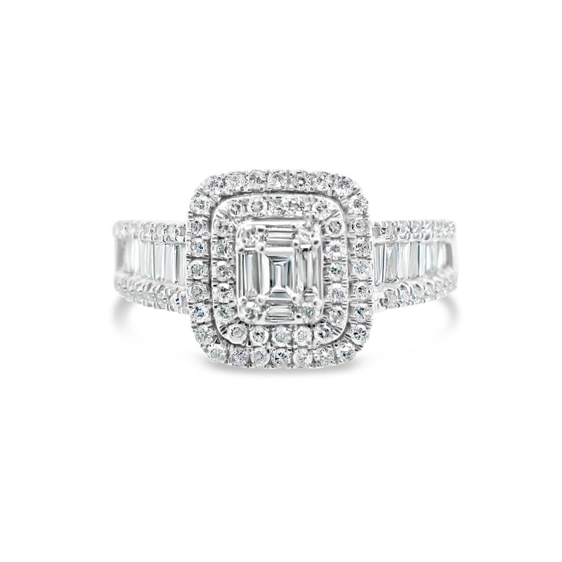 Gold Diamond Layered Square Engagement Ring | 14K | 0.9CTW