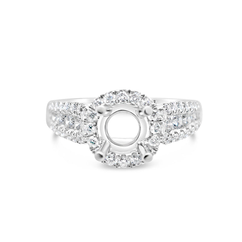 Gold Diamond | Semi Mount -Fits 2.5CT Stone | Engagement Ring | 18K | 0.80 CTW