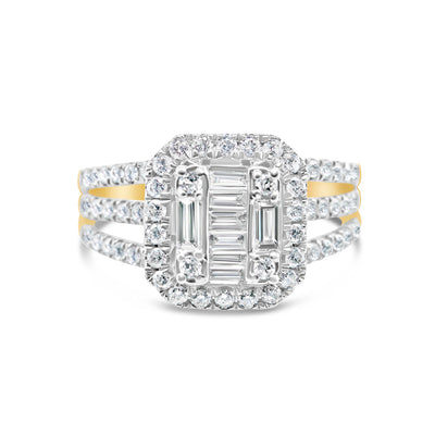Gold Diamond Square Engagement Ring | 10K | 0.98 CTW