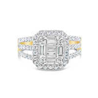 Gold Diamond Square Engagement Ring | 10K | 0.98 CTW