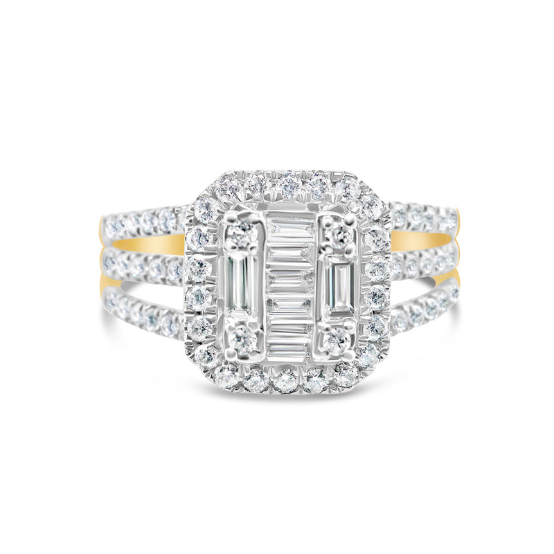 Gold Diamond Square Engagement Ring | 10K | 0.98 CTW