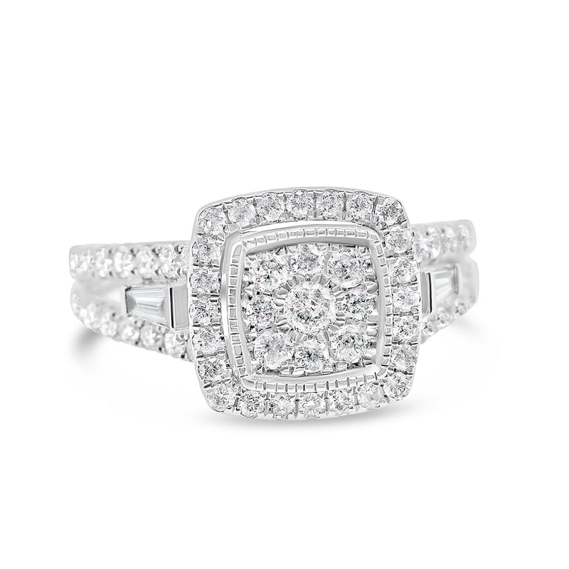 Gold Diamond Square Engagement Ring | 10K | 0.95 CTW