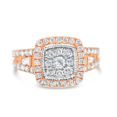 Gold Diamond Square Engagement Ring | 10K | 0.95 CTW