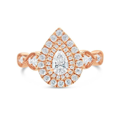 Gold Diamond Tear Drop/Pear Engagement Ring | 14K | 0.98 CTW