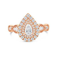 Gold Diamond Tear Drop/Pear Engagement Ring | 14K | 0.98 CTW