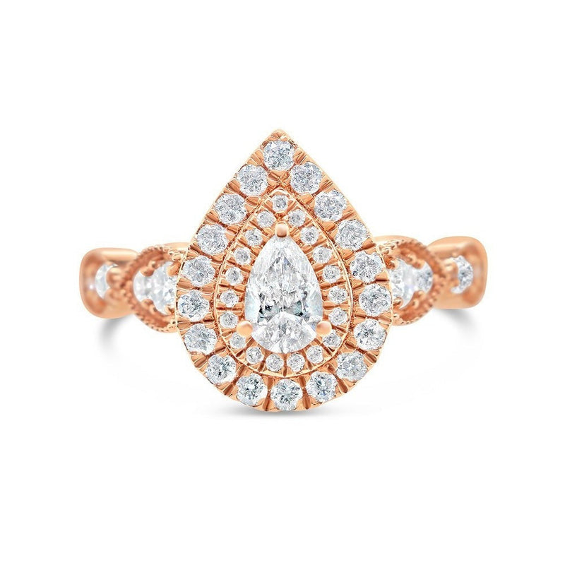 Gold Diamond Tear Drop/Pear Engagement Ring | 14K | 0.98 CTW