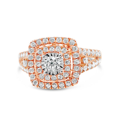 Gold Diamond Square Engagement Ring | 10K | 0.99 CTW