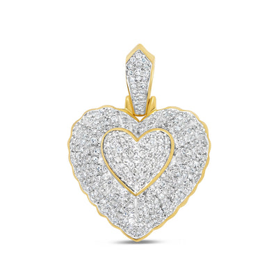 Double Golden Heart - Yellow Gold Diamond Pendant | 1.25CTW | 10K