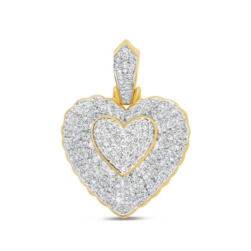 Double Golden Heart - Yellow Gold Diamond Pendant | 1.25CTW | 10K