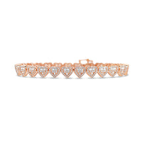 14K Gold 3.00CT Baguette and Round Diamond - Heart Bracelet