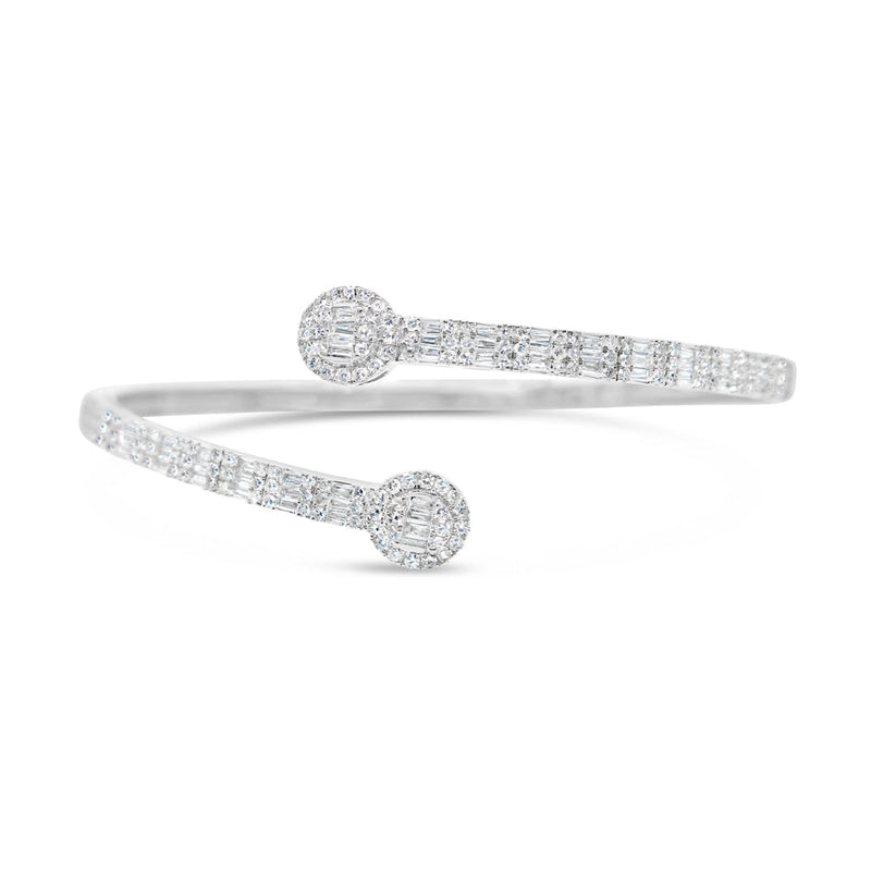 10K Gold 1.50CT Baguette and Round Diamond - Standard Round Eternity Bangle