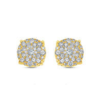 14k Gold Round Diamond Circle Earrings 7.5mm .75CTW