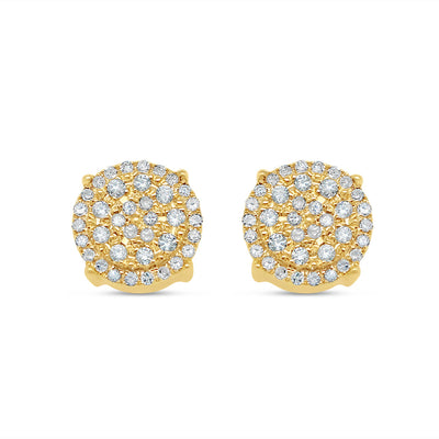 14k Gold Round Diamond Circle Earrings 10.5mm .47CT