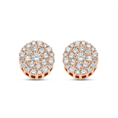 14k Gold Diamond Round Earrings 9.0mm 0.85CTW