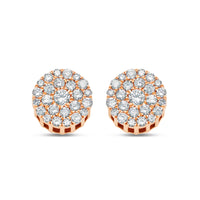 14k Gold Diamond Round Earrings 9.0mm 0.85CTW