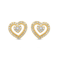 14k Gold Heart Diamond  Earrings 9.8mm 0.30 CTW
