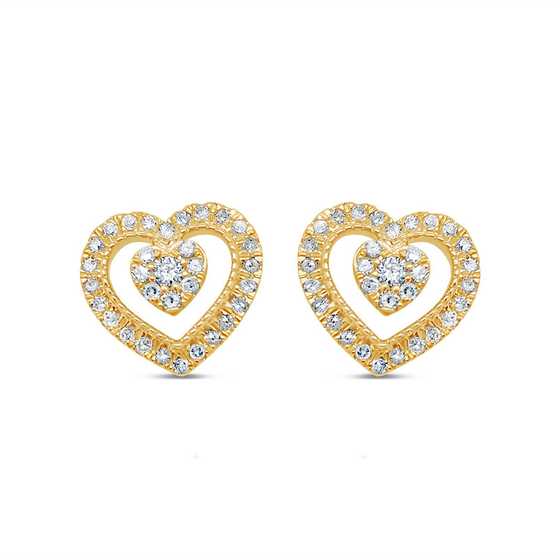 14k Gold Heart Diamond  Earrings 9.8mm 0.30 CTW