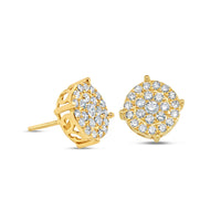 14k Gold Diamond Round  Earrings 9.8mm 0.88CTW
