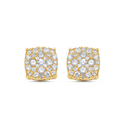 14k Gold Diamond Square Earrings 8.0mm 0.70CTW