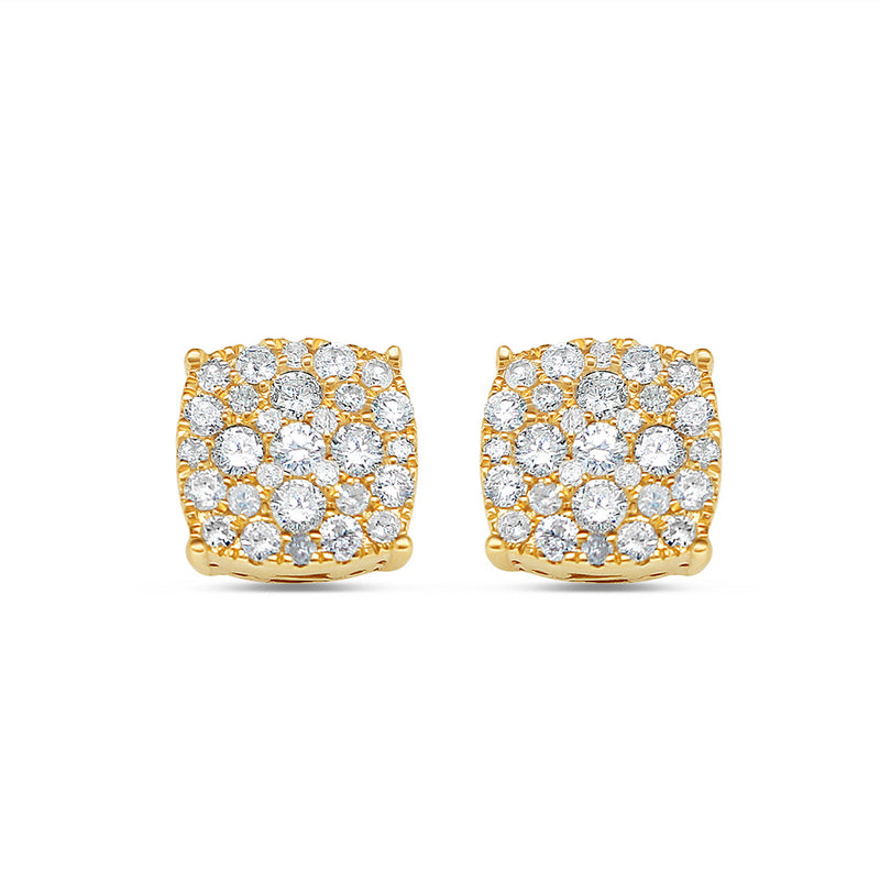 14k Gold Diamond Square Earrings 8.0mm 0.70CTW