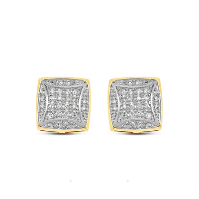 10k Gold Diamond Square Earrings 9mm .16CT